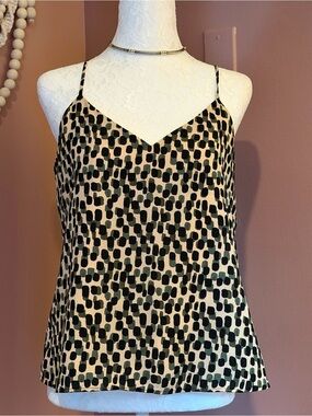 Banana Republic Black & Cream Spotted V-Neck Cami